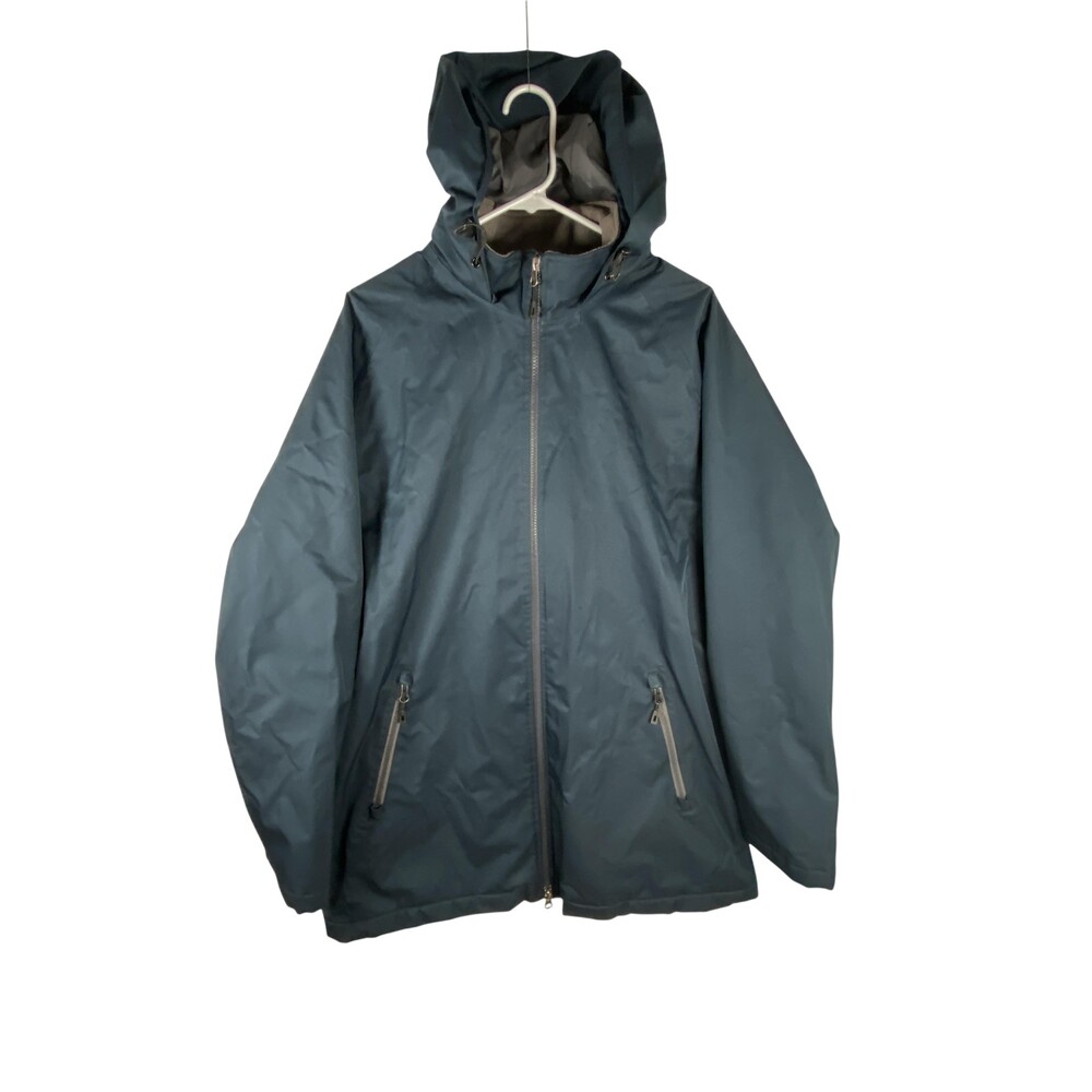 Orvis Jacket Mens Large Blue Hooded Fleece Lined Insulated Winter Parka Coat